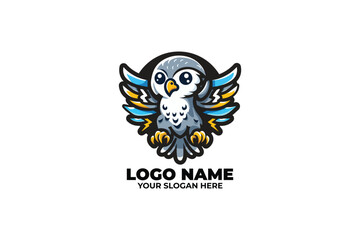 powerful looking falcon with swirling storm clouds or lightning