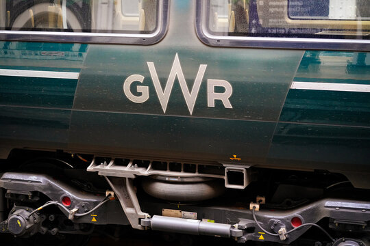GWR Text-Based Logo Signage, Great Western Railway Train At Paddington Train Station, British Railways, West London, England, UK, March 2025
