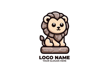 adorable lion logo with a stone textured