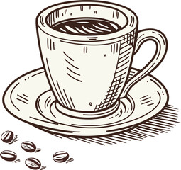 Coffee Cup Vector Illustration on Blank Background for Cafe and Beverage Design