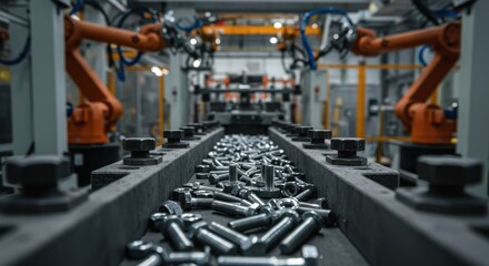 Advanced robotic automation in modern industrial manufacturing facility
