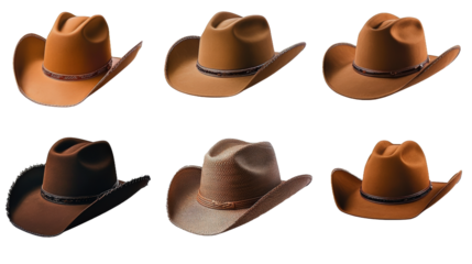 A brown leather cowboy hat