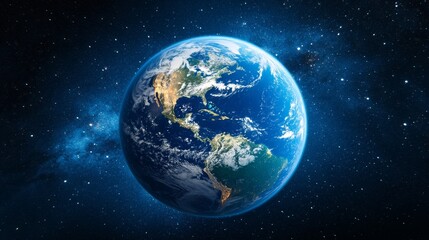 Obraz premium Stunning View of Earth from Space with Bright Stars in Background