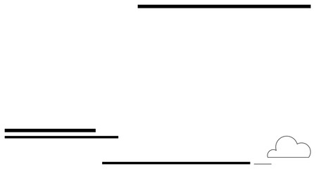 Parallel black lines and an outlined cloud symbol create a sleek composition. Ideal for balance, minimalism, creativity, tranquility, harmony, space, and abstraction. Flat simple metaphor