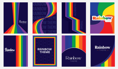 Purple background rainbow theme design template for cover art