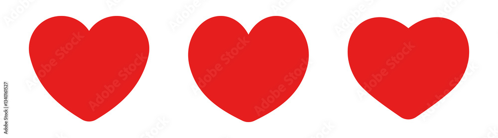 Aufkleber red heart icon set. like icon. add to favorite icon sign. love icon button. vector heart shape