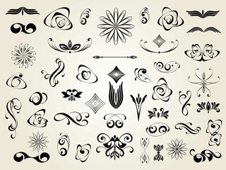 set of floral elements