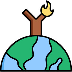 vector illustration of tree with flame