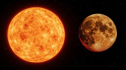 Obraz premium A bright star and planet against the dark universe background