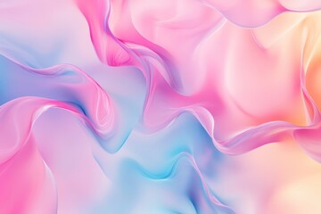 Obraz premium Colorful background with abstract neon shapes in gradient pastel colors. Poster with a blurred effect, showcasing asymmetric composition. A vibrant, fluid design with a soft, dreamy aesthetic.