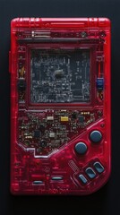 Fototapeta premium Transparent Red Game Console with Exposed Circuitry