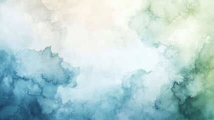 Abstract Watercolor Background Texture In Blue Green And White Hues"