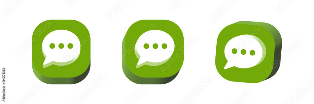 Poster 3D Comment icon speech bubble symbol 3d Chat message icons - talk message Bubble chat icon. web vector 3d icon in green button
