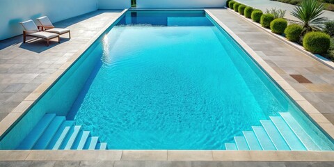 Obraz premium Minimalist Pool Design: Crystal Clear Water, Luxury Swimming Pool, Modern Architecture