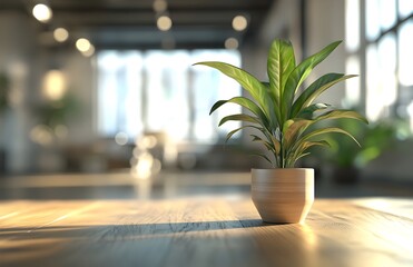 Fototapeta premium empty, contemporary office space sets scene for a professional environment with clean lines and modern design blurred background
