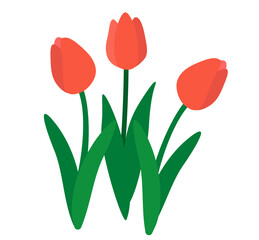 シンプル可愛い赤いチューリップのイラスト素材