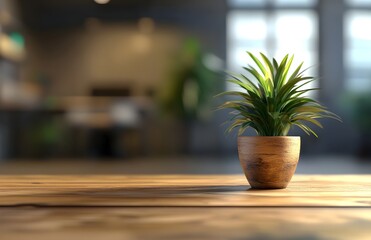 Fototapeta premium empty, contemporary office space sets scene for a professional environment with clean lines and modern design blurred background