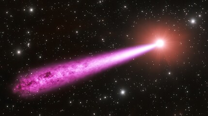 A bright cosmic object radiates energy across a star filled sky