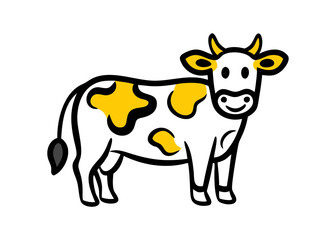 Cute cow cartoon kawaii flat design vector illustration