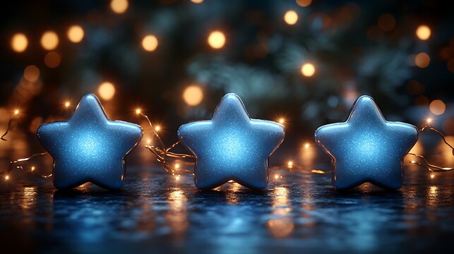 Three glowing stars with fairy lights.