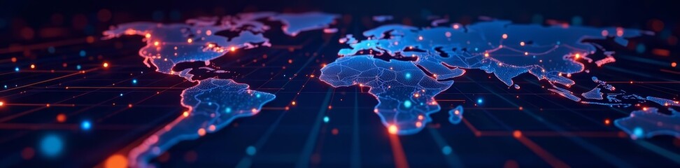 Abstract background of digital grid with interconnected lines representing global markets, connection, international, communication