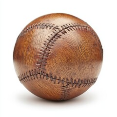 Vintage Brown Leather Baseball Close Up