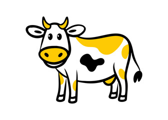 Cute cow cartoon kawaii flat design vector illustration