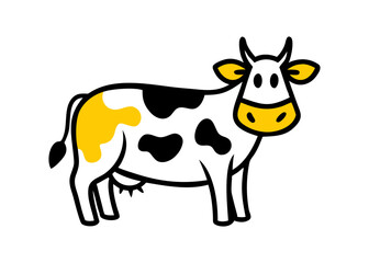 Cute cow cartoon kawaii flat design vector illustration