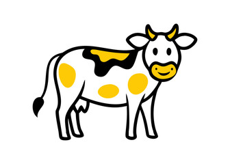 Cute cow cartoon kawaii flat design vector illustration