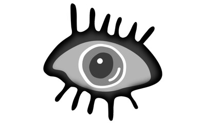 Stylized grayscale eye illustration, perfect for mystical, occult, or spiritual designs.  Unique and eye-catching graphic.