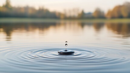 Rippling water drop action nature background abstract texture calm environment close-up view