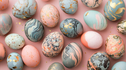 Easter day, A row of eggs with different colors and patterns