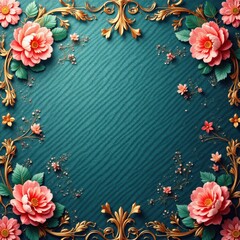 Ornate floral pattern on luxurious background with pastel colors and gold accents, Pastel colors, Gold accents