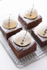 Brownies Topped with Iced Cream