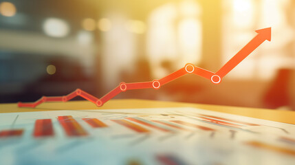 Close-up of a financial chart with a red line reaching a ceiling limit, symbolizing a salary cap, with documents and calculators in the background. Concept of financial limits, budget constraints