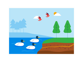 River ecosystem. Ecosystem illustration. Flat vector illustration concept.