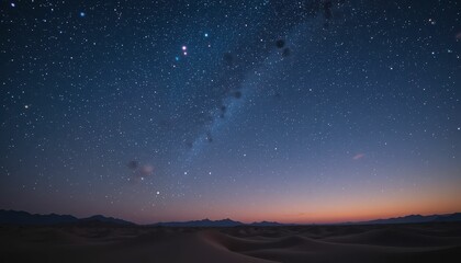 Fototapeta premium Night Sky with Stars Over Desert Dunes at Twilight Horizon