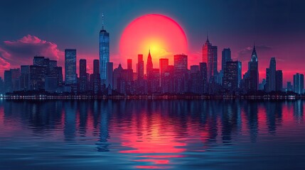 Obraz premium Sunrise over NYC skyline