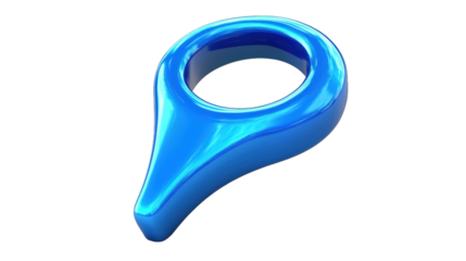 A blue, rounded, pointy object with a hole in the middle