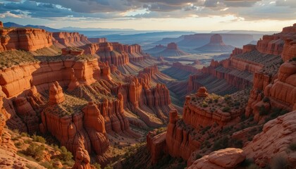 Breathtaking Afternoon Light Over Majestic Red Rock Canyon Landscape