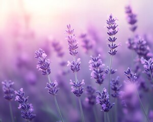 Naklejka premium Soft-focus lavender fog with glowing pink elements, creating a dreamy, ethereal background effect.