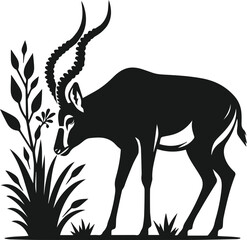 Silhouette of a wild animal antelope