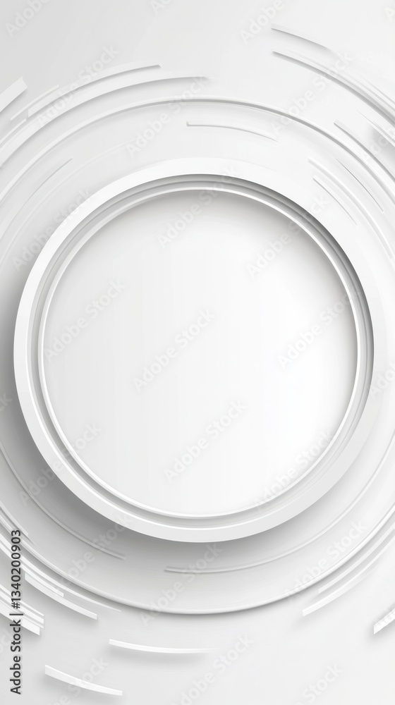 Poster abstract grayscale image featuring concentric circles with a soft, layered effect and subtle shadows