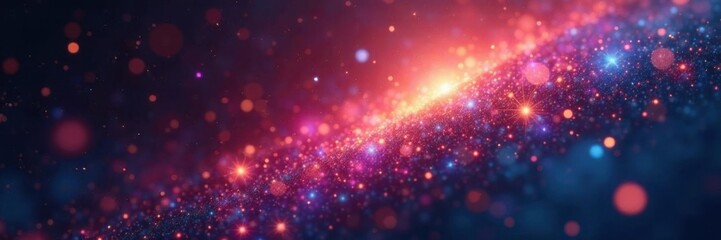 Obraz premium Glittering cosmic dust particles suspended in mid-air, reflecting radiant light beams , cosmic, sparkle