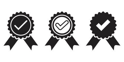 Set Multiple Batch icon isolated, approved or verified medal icon. certified badge symbol, quality sign. Variety Batch Design icon. Eps 10