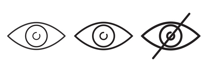 Obraz premium Eye icon set. Look and vision outline symbols. Open eye icons isolated on white background. Vector illustration. Variety Eye Symbol.