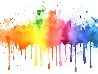 Fototapeta premium Rainbow Watercolor Splashes Drips Background