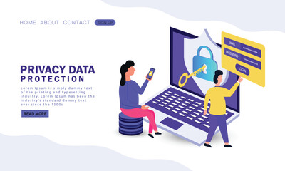 Shield with padlock inside on-screen laptop. Concept of data security technology. Storage and indexing of information