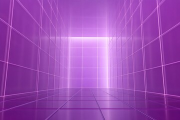 Fototapeta premium Sleek geometric room with neon grid lines creating infinite perspective synthwave aesthetic with purple and blue gradient lighting