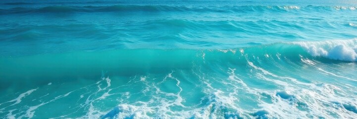 Foam-covered ocean waves in a vast blue turquoise sea, ocean, turquoise, serene